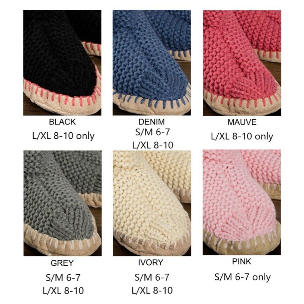 Comfy Hand Knitted Indoor Slipper Booties w Pom-Poms size 8-10🎁 Excellent Gift! - Picture 4 of 4